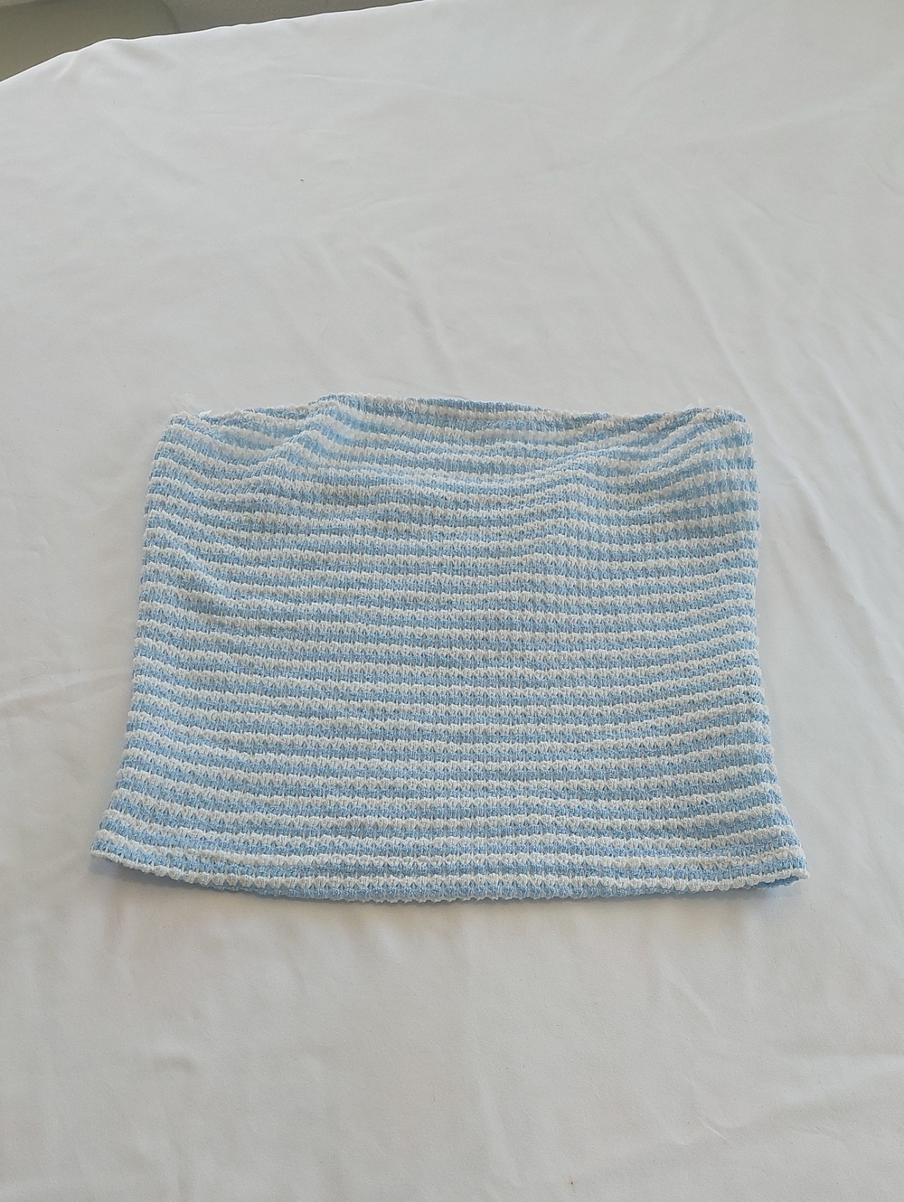 SHEIN Striped Knit Tube Top in Light Blue and White size S